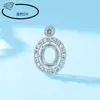 Explosiones de Sonido al Agitar Colgante Ovalado de Oro Blanco Completamente Diamantado Colgante Vacío Colgante de Cobre Colgante Diy Incrustado con Diamante Huizi Fideos de Huevo 925
