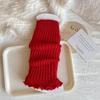 Meias Infantis Slouch para Primavera e Outono, Meias Vermelhas de Angorá até o Joelho para Meninas, Aquecedores de Pernas Longos de Tricô com Renda para Outono e Inverno de Bebê Menina até o Meio da Panturrilha