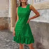 Vestido de Verano 2026 Nuevo Estilo Europeo y Americano Comercio Transfronterizo Suministro Color Sólido Moderno Elegante Sin Mangas Talla Grande para Mujer