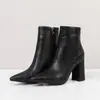 Botas Martin de Cuero Patentado con Punta Fina para Mujer Otoño/Invierno Suela de Goma Antideslizante Botines de Color Sólido para Mujer Cremallera Lateral Tacón Ultraligero Versátil