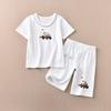 Conjunto infantil de shorts e camiseta de manga curta para meninos e meninas, roupa de casa, algodão com amônia, solto, popular, Songyou xisongwu, exportação para o Japão A