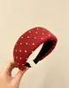 Diadema ancha de lunares con forma de corazón blanco retro para mujer, diadema elegante, estilo coreano, accesorio para el cabello que no aprieta