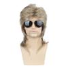 Comercio Exterior Peluca Nueva Cabello Corto Europeo y Americano para Hombre Fibra Química Cubre Pelo Negro Dorado Guapo Cabello de Hombre Cabello Mediano y Largo Cubre Cabeza Completa