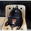 Mochila Casual Todoterreno Transfronteriza Mochila Artística Todoterreno para Mujer Mochila Pequeña Fresca de Color Sólido Estilo Coreano con Oso