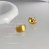 ¡Textura cepillada! Pendientes de Botón de Plata de Alta Gama, Pendientes de Moda Sencillos Chapados en Oro de 14K, Elegantes Accesorios para Orejas, Venta al por Mayor
