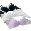 Sujetador push-up sexy de aros suaves con soporte lateral, diseñado para minimizar la apariencia de senos grandes, con encaje francés, un diseño fino y ligero, y un conjunto de lencería a juego