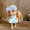 [Solo Ropa] Ropa para Muñeco de Papa Español de 24 cm Algodón Lazo Verde Vestido Blanco Conjunto de Sombrero de Paja con Piedras