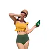 Nuevo Bikini Coreano para Pechos Pequeños, Push-Up, Oculta Barriga, Adelgazante, Estilo Ins, Traje de Baño de Dos Piezas para Mujer para Aguas Termales