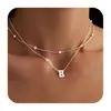 Amazon Tendencia Collar en Capas 26 Letras Iniciales Colgante Pequeño Personalizado Simple y Elegante Accesorio Joyería