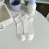 Calcetines para Mujer de Primavera y Verano, Malla Fina Transpirables Anti-Olor Borde de Burbujas Estilo Coreano Florales Sin Costuras, Calcetas para Mujer Zhuji
