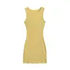 Vestido Ribbed Knit Decote Redondo Sem Mangas Puro Sedutor Hot Girl, Novo Estilo de Verão, Elegante Slim Fit, Vestido Curto Bodycon Petite