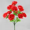 Rosas Artificiais Enviadas da Fábrica, 12 Cabeças de Rosa Pequenas para Arranjos Florais, Decoração de Casamento, Flores Artificiais Atacado, Flores Artificiais