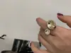 Anel de Metal Assimétrico com Contas Bolinha Design Coreano Versátil Versátil Combinação de Cores Dourado e Prateado Anel Aberto