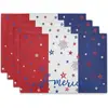 Manteles individuales de lino estampados del Día de la Independencia estadounidense transfronterizos para reuniones familiares para celebrar la festividad, manteles resistentes al calor y a las manchas para conmemoración