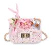 2024 Nuevo Bolso Mini Cuadrado para Niños de Dibujos Animados Lindo Cadena Flor de Perla Conejito Bolso de Hombro Mensajero