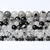Contas de cristal de cabelo preto para artesanato Ming, contas soltas, produtos semiacabados de cristal, atacado, pulseira tecida à mão DIY, contas espaçadoras