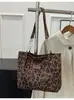 Bolsa Feminina Nova Tendência 2026, Bolsa de Ombro Fashion, Bolsa Tote Estampada de Leopardo de Grande Capacidade, Bolsa Grande de Lona, Bolsa Transversal