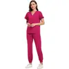 Uniformes de quirófano de poliéster-spandex bordados personalizados para médicos, uniformes de quirófano quirúrgicos con logo personalizado, producción rápida en lotes pequeños