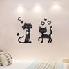 Adesivo de parede de gato com espelho de desenho animado decoração de casa adesivo de parede layout de geladeira banheiro adesivo de parede à prova d'água autoadesivo