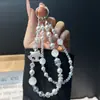 Cadena para Teléfono de Aleación Brillante con Forma de Pony y Cuentas que Cambian de Color, Cadena Doble para Teléfono con Perlas de Cristal, Cadena Colgante de Gama Alta, Correa Resistente