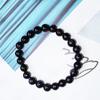 Pulseira de Pedra Olho de Gato 8mm com Design Degradê Bicolor Gelo-Transparente, Joias de Contas de Vidro Pedra Shoushan, Joias Transfronteiriças