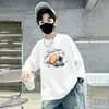 100% algodão puroCamiseta de manga comprida para meninos, blusa infantil, roupa de outono para meninos, camiseta básica para adolescentes, camiseta para crianças maiores