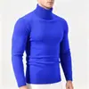 Suéter Masculino de Gola Alta 2026 Outono Inverno Cor Sólida Slim Fit Tamanho Plus Manga Longa Pulôver Tricô Casual Quente Camada de Base