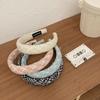 Novo Estilo Pequeno Fragrante Tricotado Esponja Faixa de Cabeça de Aba Larga, Faixa de Cabeça Xadrez Sofisticada de Teto Alto, Elegante Presilha de Cabelo para Lavar o Rosto para Mulheres