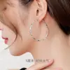 Brincos de argola grandes exagerados S999 de prata pura, estilo europeu e americano, para mulheres, elegantes e sofisticados, com efeito de afinar o rosto, brincos de pino de prata