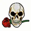 Parches bordados estilo punk calavera oscura con diseños de rosa, serpiente y corazón para ropa y bolsos, insignias y parches termoadhesivos