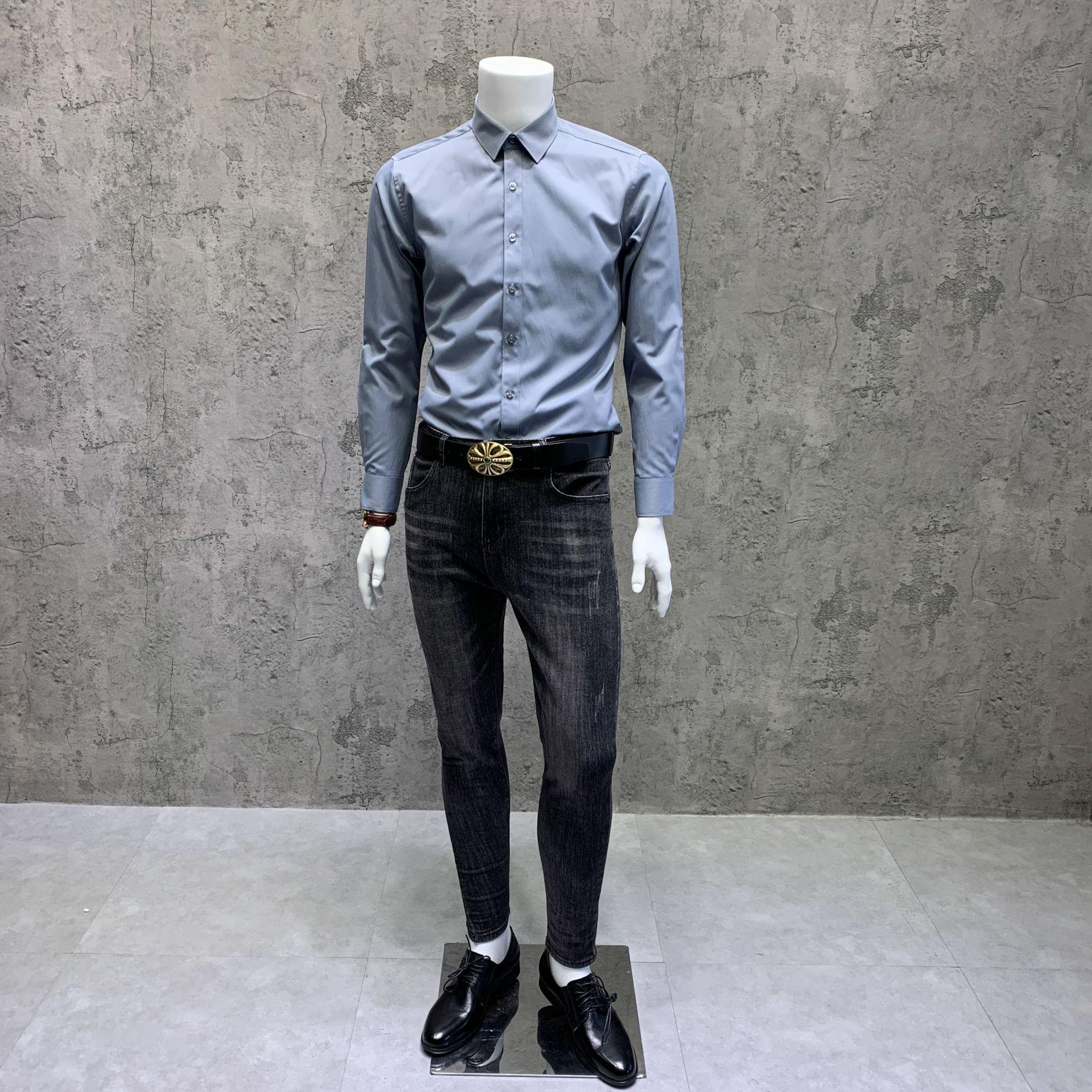 NS101 纯色长袖衬衫 灰色 (7).JPG