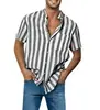Amazon Nueva Moda camisa de manga corta a rayas con solapa para hombre camisa de primavera y otoño fuente de fábrica