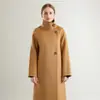 Casaco de Lã Novo de Inverno 2024 Feminino de Comprimento Médio Simples Cor Sólida Estilo Hepburn Quente Casaco de Lã Pura