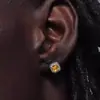 Brincos Estilo Americano com Zircônia Diamante Amarelo, Doce de Rocha Nicho Europeu e Americano Hip-Hop Tendência Ins Personalidade Brincos de Alta Qualidade para Homens