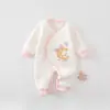 Roupas de bebê recém-nascido com estampa de ursinho em grade de diamante 0 a 3 meses quentes para bebê proteção da barriga roupa de borboleta primavera outono inverno