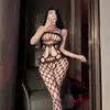 Lingerie Erótica Noturna Seda Preta Abertura Inferior Sem Tirar Peça Única Sexy Meia-Calça de Rede Transparente Uniforme Apaixonado 6002