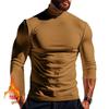 Amazon Transfronterizo para Hombre Otoño e Invierno Terciopelo Alemán Color Sólido Camisa de Manga Larga Camiseta Básica Tejida Ajustada Cuello Medio Alto Top Grupo EE. UU.