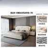 Cama de luxo leve estilo italiano, couro genuíno de alta qualidade, 1,8 x 2m, cama de casal para quarto principal 1,5m, cama moderna minimalista de casamento, cama de arte em couro