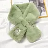 Bufanda Pequeña de Felpa de Conejo Rex con Etiqueta Gruesa Otoño e Invierno para Mujer Estilo Coreano Cálida de Borla Bufanda para Estudiante