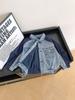 Xianao 2024 primavera inicial nova roupa infantil moda coreana bonito costura Jaqueta jeans moda primavera e outono para meninos legal