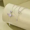 Collar de Corazón de Cupido de Plata S925 para Mujer Moda Nacional Alas Colgante Móvil y Extraíble Regalo de San Valentín para Novia