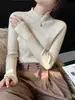 Nuevo Suéter de Punto de Lana de Cuello Alto para Mujer Invierno Top Negro