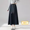 2026 Meiyang Mesmo Estilo Lingbo Não. 2 Saias de Meio Comprimento, 50 Fios de Algodão Penteado com Fita de Cor Contrastante, Saia Evasê Leve de Comprimento Médio