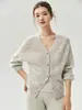 Cardigan de Hilo Herbalife 75% Cachemir 25% Seda de Morera Cuello en V para Mujer Tejido Fino Hueco Prenda Exterior Superior
