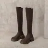 43 Botas altas de mujer británicas botas de caballero botas finas costura calcetines elásticos botas de tacón alto de comercio exterior otoño e invierno 33 algodón