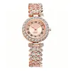 Relógio Feminino Transfronteiriço Mais Vendido com Números Romanos e Pedras Totais, Pulseira Estilo Bracelete com Strass Dourado, Relógio de Pulso a Quartzo, Atacado de Comércio Exterior