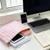 Bolsa de Armazenamento Diária Portátil Rosa Listrada, Bolsa de Maquiagem de Grande Capacidade para Viagem, Bolsa de Armazenamento Digital, Necessaire
