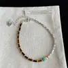 Pulseira de Pedra Natural Olho de Tigre Pérola Prata para Mulheres Estilo Étnico Vintage Luxo Leve Tendência da Moda Pulseira Versátil Joia