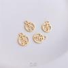 Pacote 14K Cor Dourada Real Preservação Auspicioso Paz Ruyi Fortuna Fortuna Redondo Marca Pingente Pulseira Pulseira Joia Pingente Pequeno