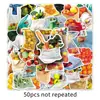 50 Bolsas de Pegatinas de Comida, Verduras y Frutas Realistas, Termos Decorativos Impermeables, Pegatinas para Cuadernos, Pegatinas al por Mayor
